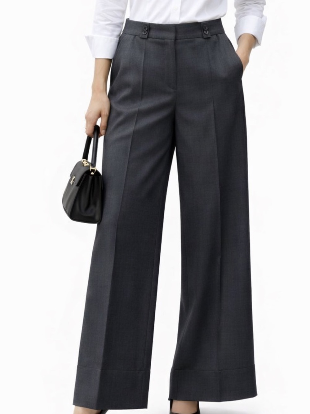 Marisa Wide-Leg Chinos - Petite Denim-Style Dress Pants- Size 4P